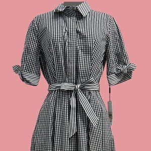 Calvin Klein Gingham Midi Shirt Dress